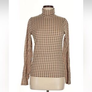 J.Crew Tissue Turtleneck Size Medium - Stewart Plaid Cotton Long Sleeve Top